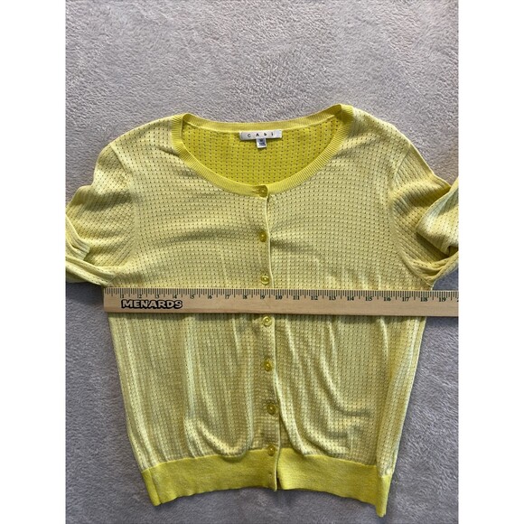 Cabi Sweater Women's Medium Open Knit Cardigan Sweater Style 706 Yellow Button - Picture 5 of 9